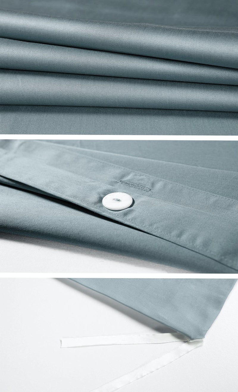 Eikei Solid Color Egyptian Cotton Duvet Cover Luxury Bedding Set High Thread Count Long Staple Sateen Weave Silky Soft Breathable Pima Quality Bed Linen (Stormy Sea, Queen) - Image 2